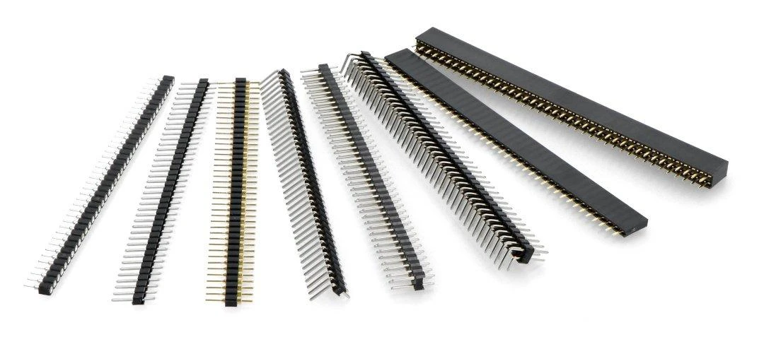 Auksuotų kaiščių rinkinys, 2.54mm rastras