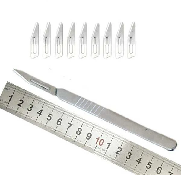 Oem Rinkinys - chirurginiai peiliai - 10 vnt - 11 tipo skalpelis - skalpelio rankena