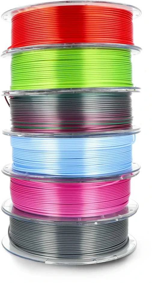 Rosa3D PLA 1.75mm ritės vertikalioje krūvoje