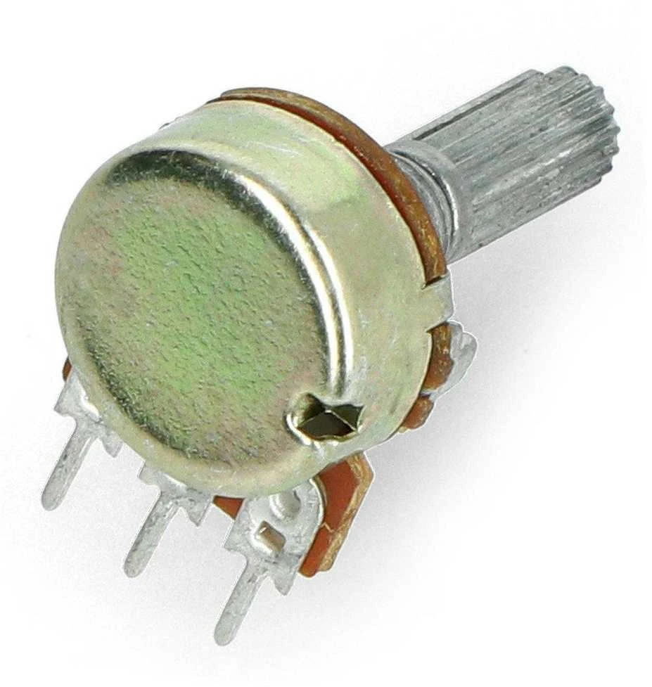 10kΩ logaritminis potenciometras su trimis kontaktais