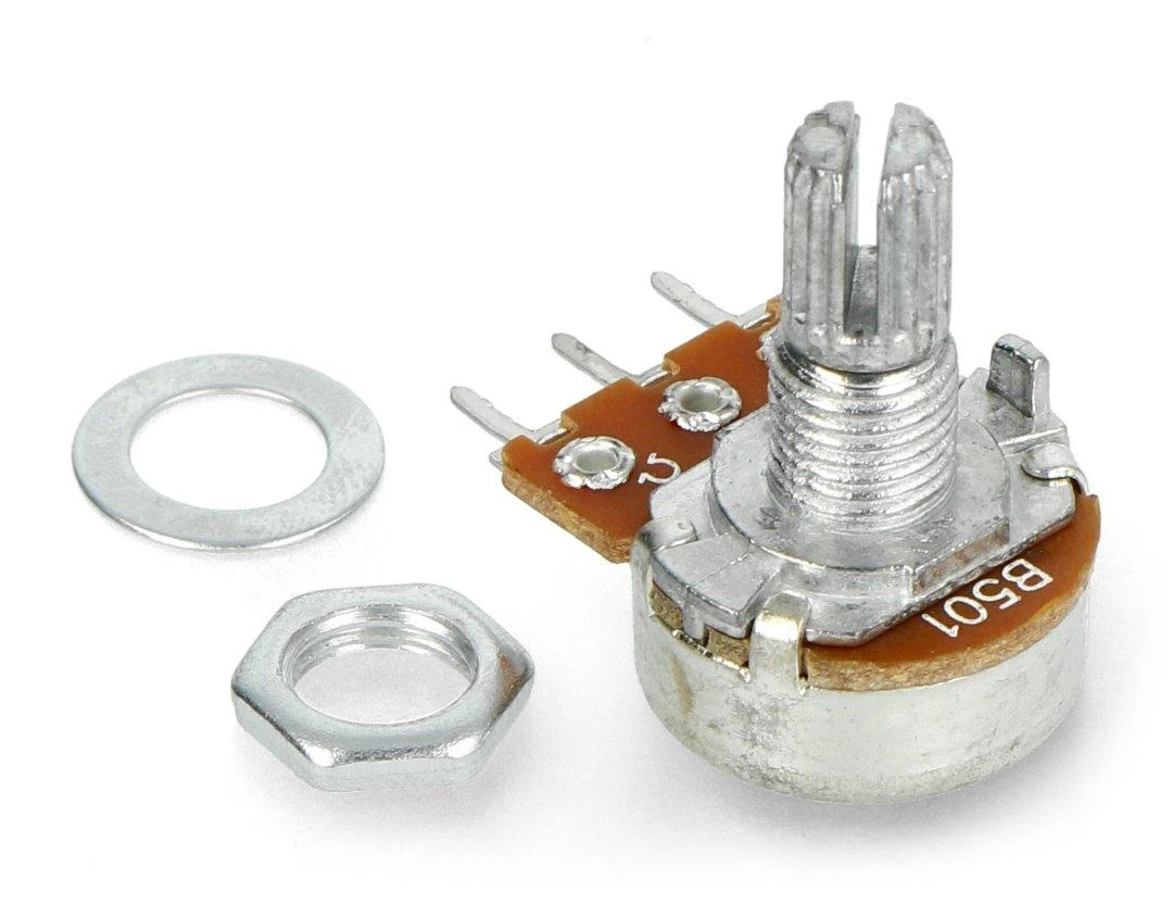 Rotacinis potenciometras B501 su tvirtinimo detalėmis
