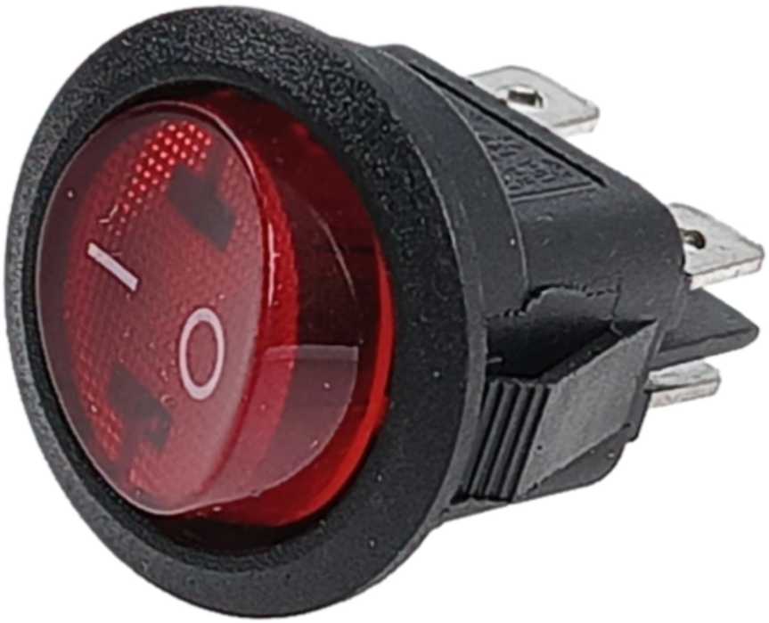 Rotoriaus jungiklis - SMRS201R - 6A/250V - dvigubas - apvalus - ĮJUNGTA/IŠJUNGTA - raudonas