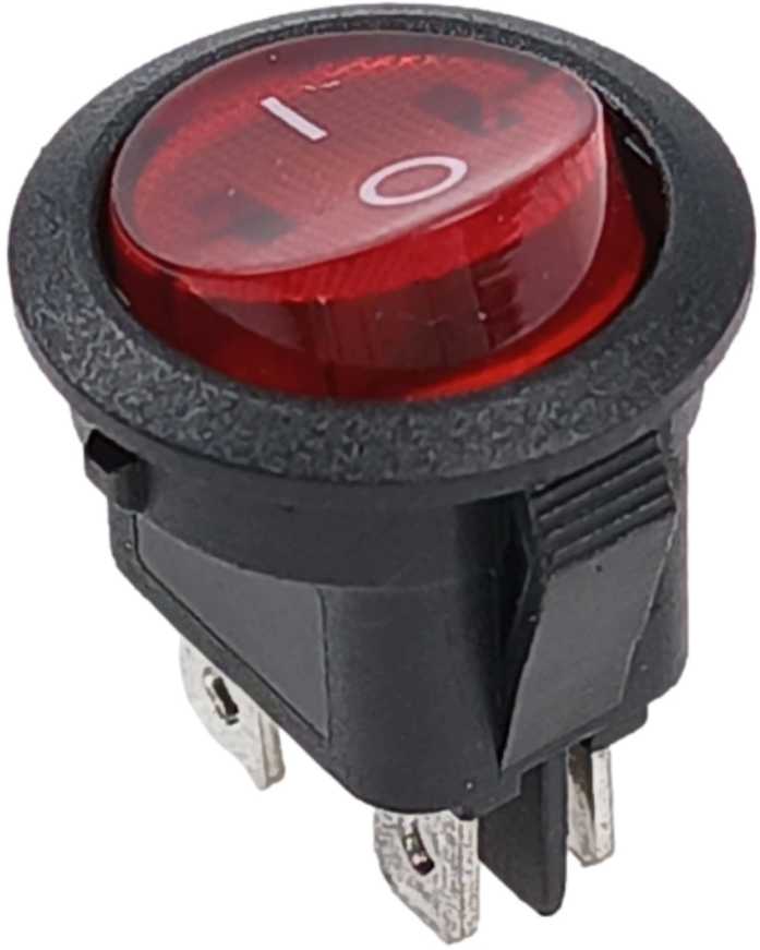 Rotoriaus jungiklis - SMRS201R - 6A/250V - dvigubas - apvalus - ĮJUNGTA/IŠJUNGTA - raudonas