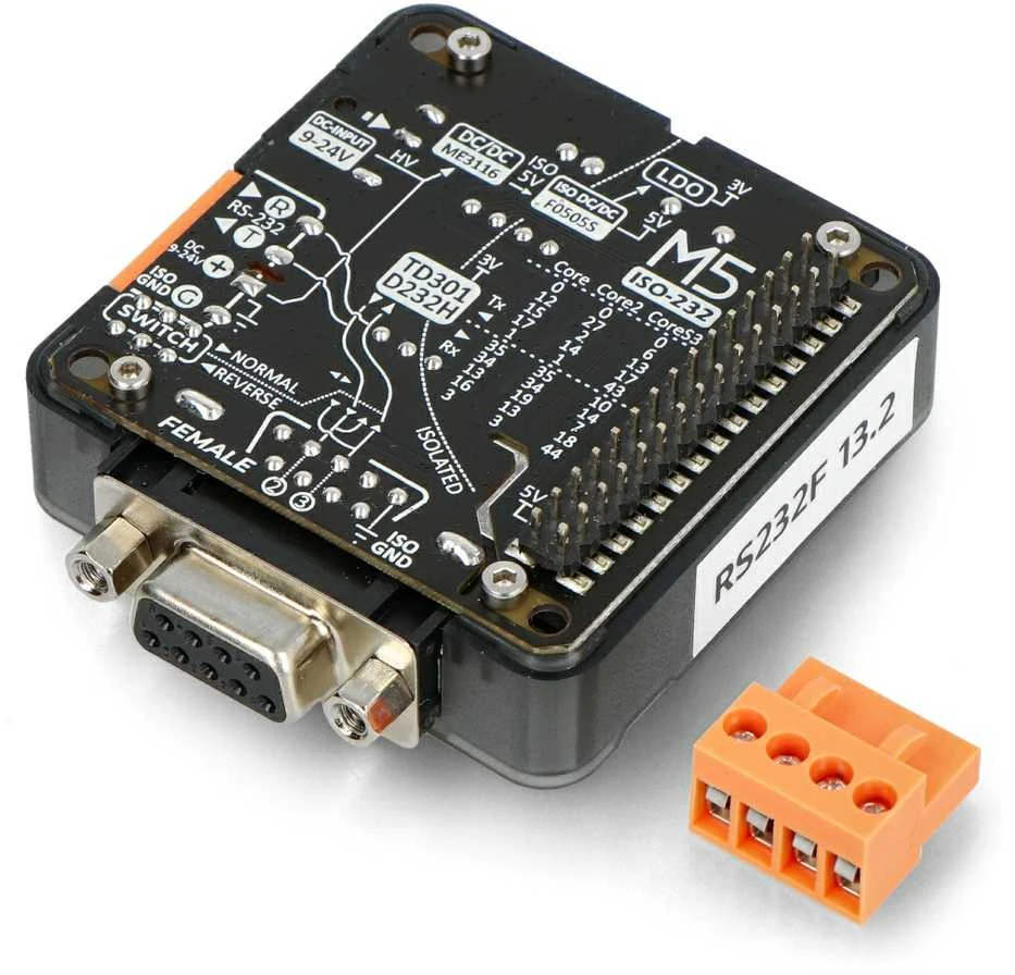 RS232 13.2 modulis – RS232 ryšio modulis – DB9 moteriška jungtis – M5Stack 130