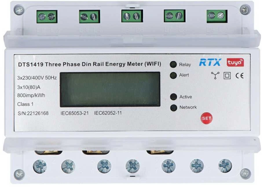 RTX Tuya – išmanusis energijos suvartojimo matuoklis 85-265V – 3 fazių – WiFi – Android/iOS programa
