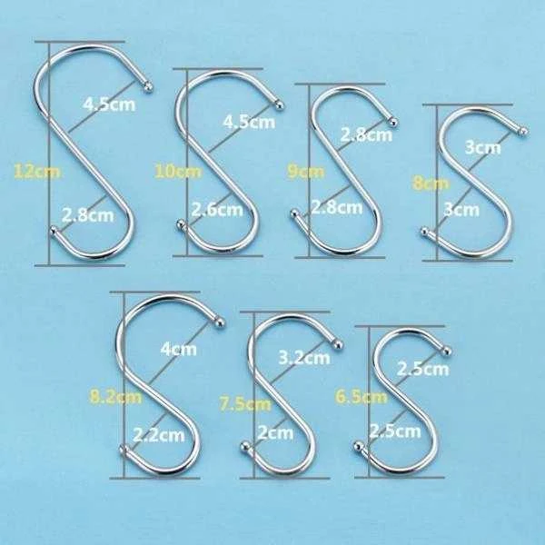 Oem S tipo kabliukas - 75mm - sidabrinis - metalinis kabykla -