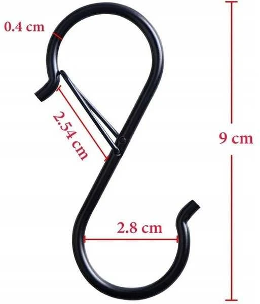 Oem S tipo kabliukas su sagtimi - 90mm - turėklų kablys su apsauga -