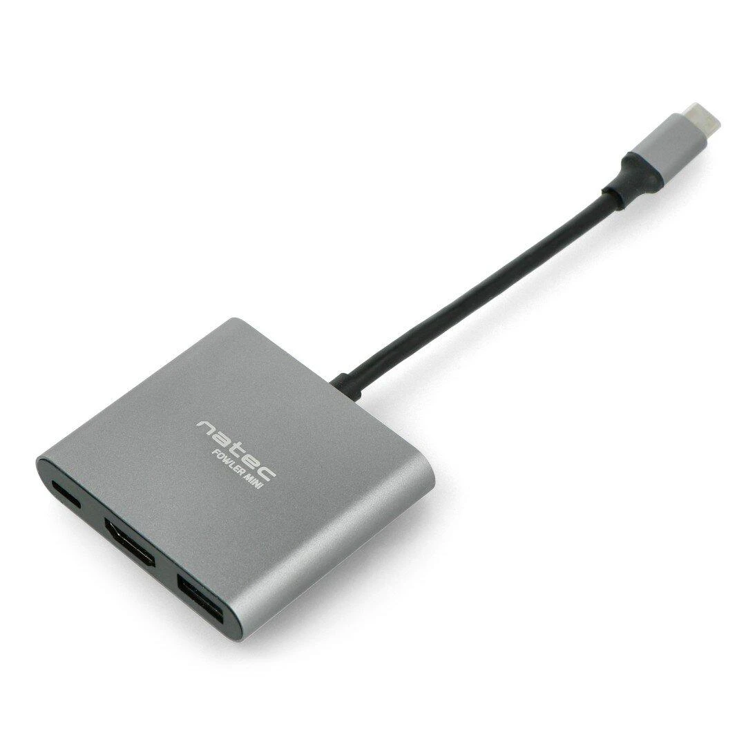 Natec Fowler Mini pilkas USB-C adapteris
