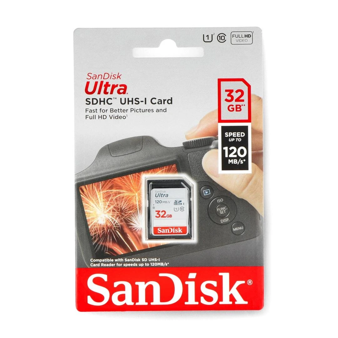 SANDISK Ultra 32GB SDHC atminties kortelė 120MB/s