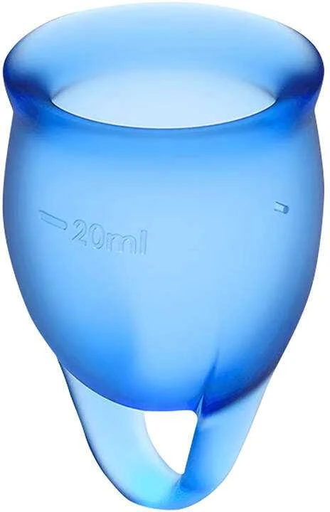 Satisfyer Menstruacinė taurelė Pasijauskite savimi patenkinti (mėlyna)