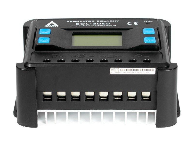 Saulės PWM įkrovimo valdiklis su LCD AZO Digital SOL-30ED 12/24 - 30A