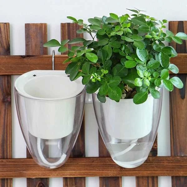 Oem Savaime laistantis gėlių vazonas – 14.5 cm – baltas – su