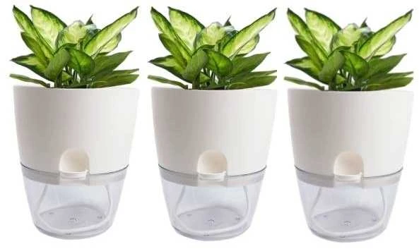 Oem Savaime laistantis gėlių vazonas – 14.5 cm – baltas – su