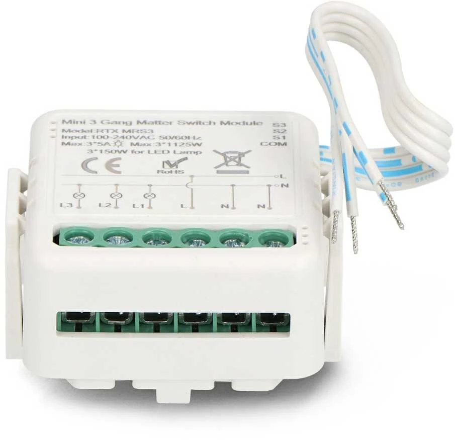 Sb Components 3 kanalų 5A patalpų relė - WiFi - Matter - Android/iOS programa - RTX MRS3