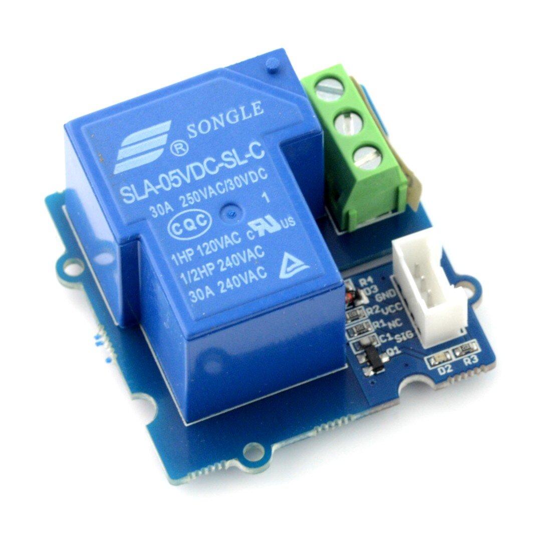Seeed Studio Grove, 1 kanalo relė, 30A-250VAC / 30VDC kontaktai, 5V ritė