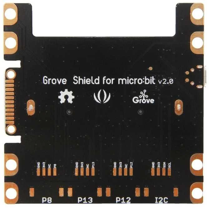Grove Shield micro:bit v2.0 plokštė su jungčių žymėjimais
