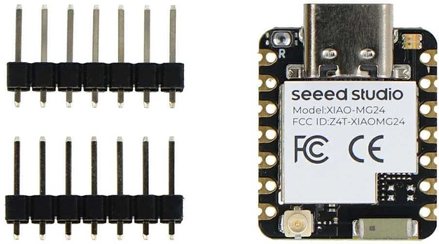 Seeed Xiao MG24 mikrokontrolerio modulis su kontaktais