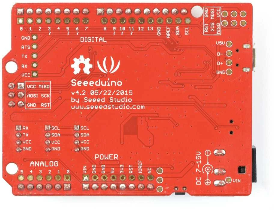 Seeeduino v4.2 mikrokontrolerio plokštės viršus