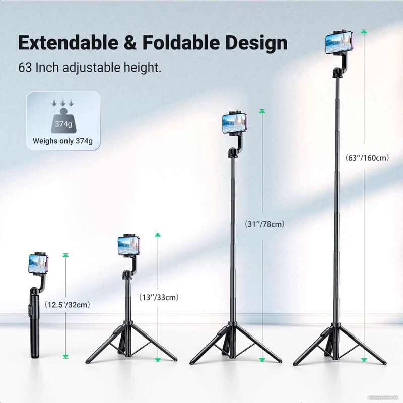 Ugreen Selfie stick trikojis su Bluetooth pulteliu 4.6-7.2" telefonams veiksmo kameroms
