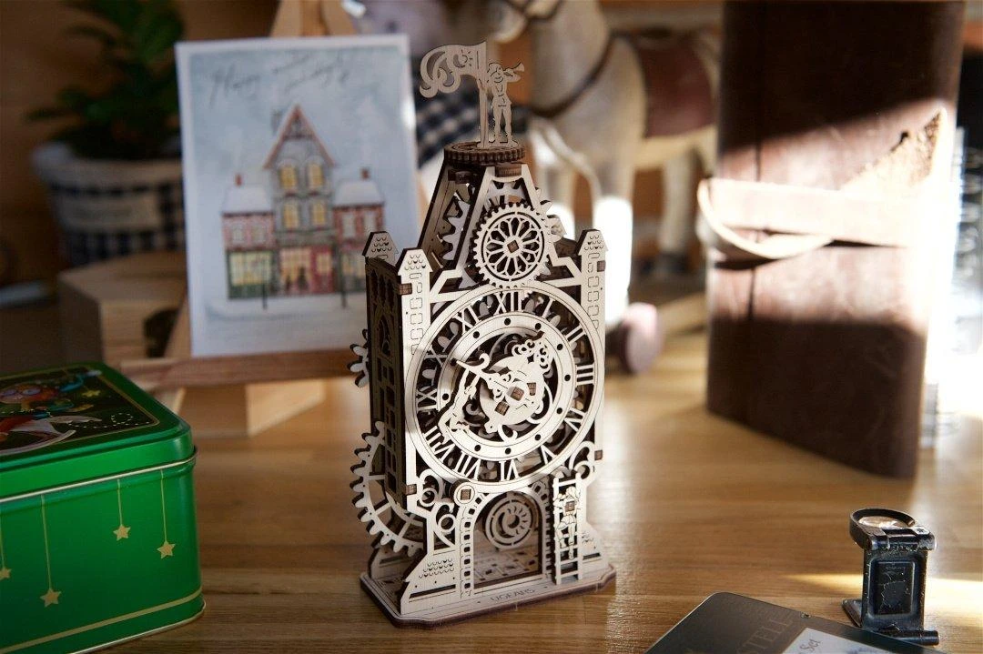 Senas laikrodžio bokštas - laikrodžio bokštas - mechaninis modelis surinkimui - fanera - 44 elementai - Ugearsmodels