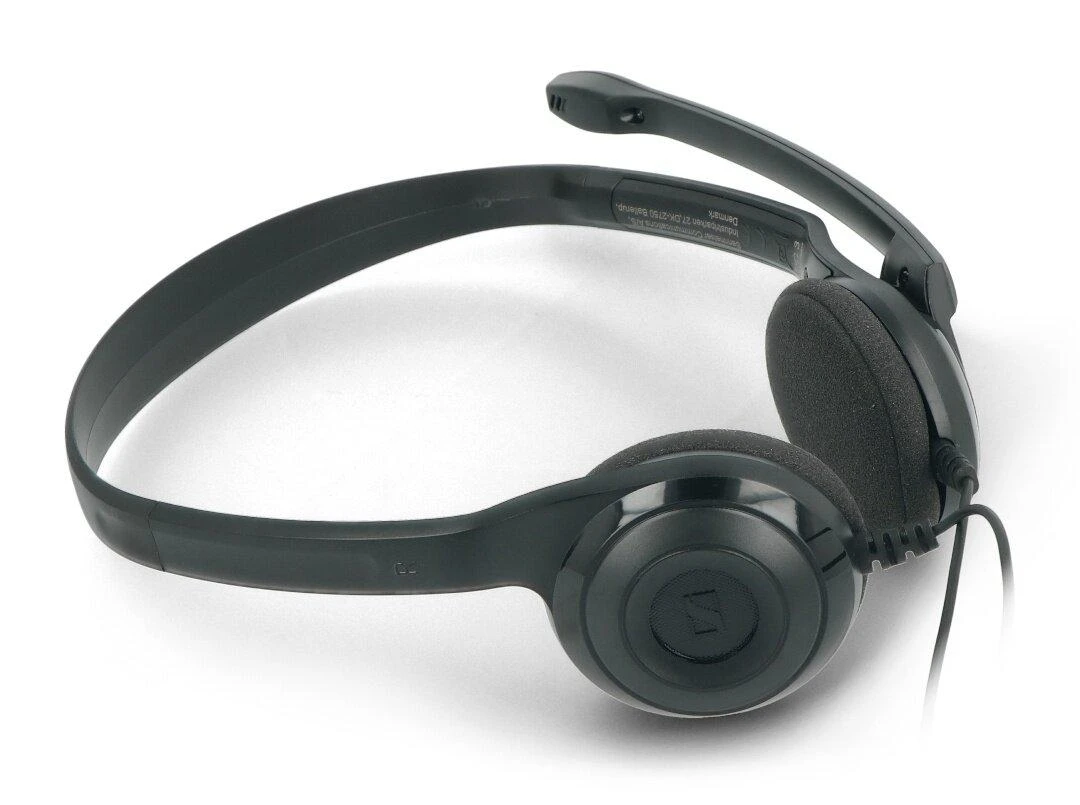 Itin lengvos kompiuterinės ausinės Sennheiser PC 3 CHAT, su mikrofonu, 2x 3.5mm, Juodos