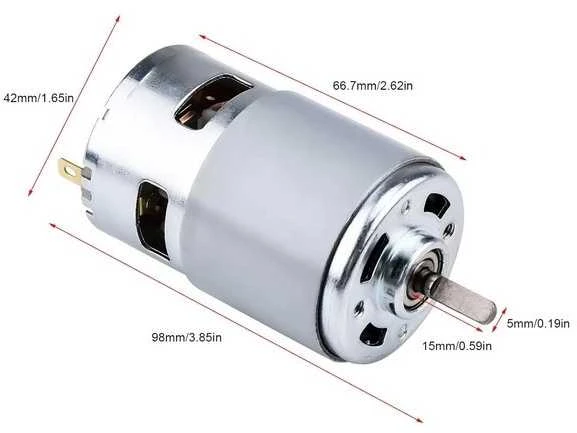 Oem Šepetinis variklis 775 - su nupjauta ašimi - DC 12V