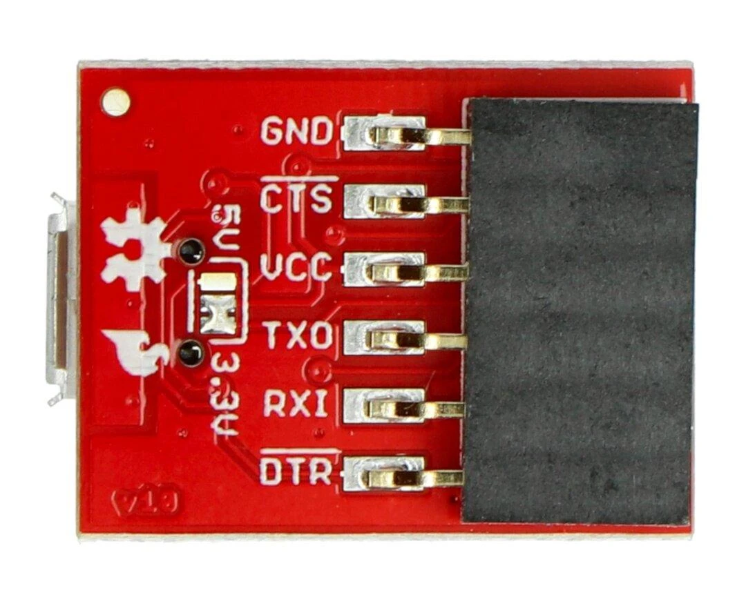 USB-UART keitiklis su jungčių žymėjimu
