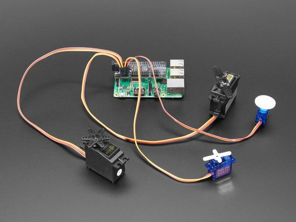 Servo Bonnet, 16 kanalų PWM I2C valdiklis, skirtas Raspberry Pi, Adafruit 3416