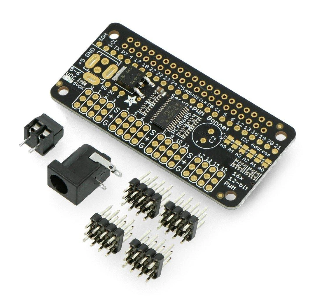 Servo Bonnet, 16 kanalų PWM I2C valdiklis, skirtas Raspberry Pi, Adafruit 3416