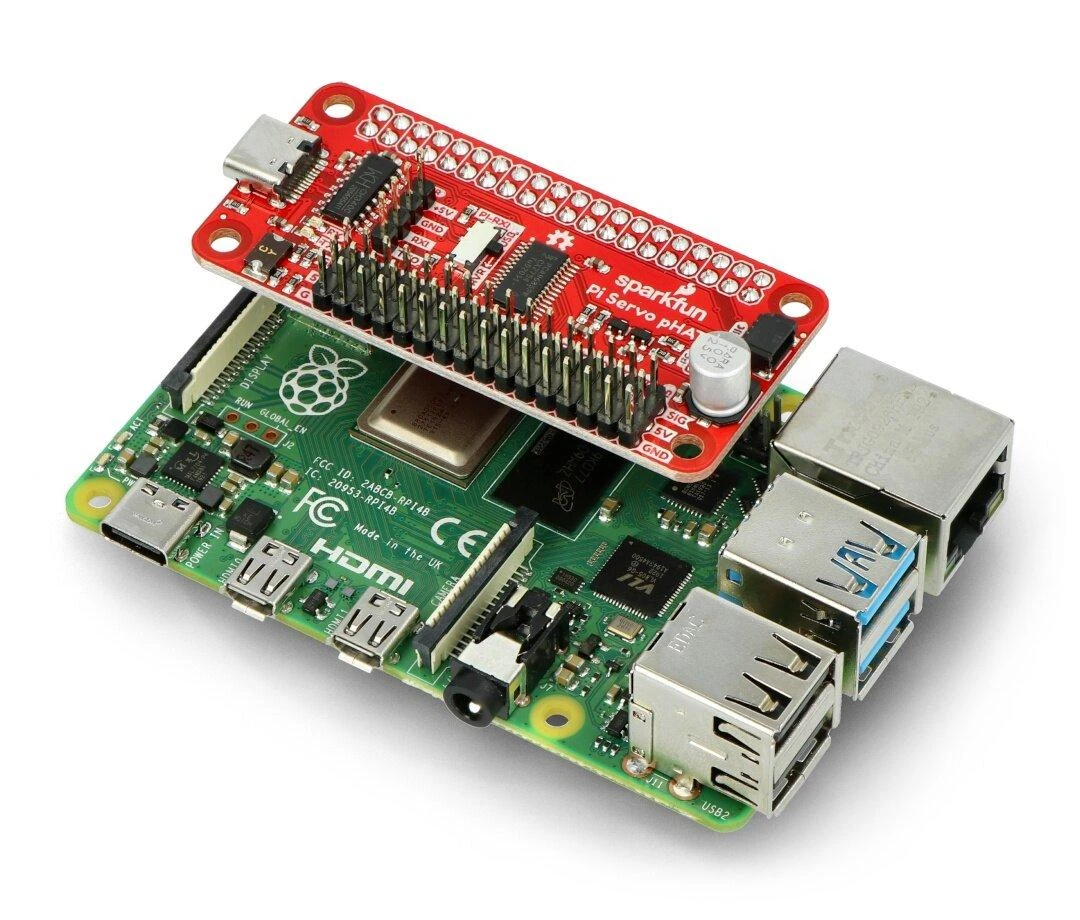 Servo pHAT, 16 kanalų PWM I2C valdiklis, skirtas Raspberry Pi, SparkFun DEV-15316