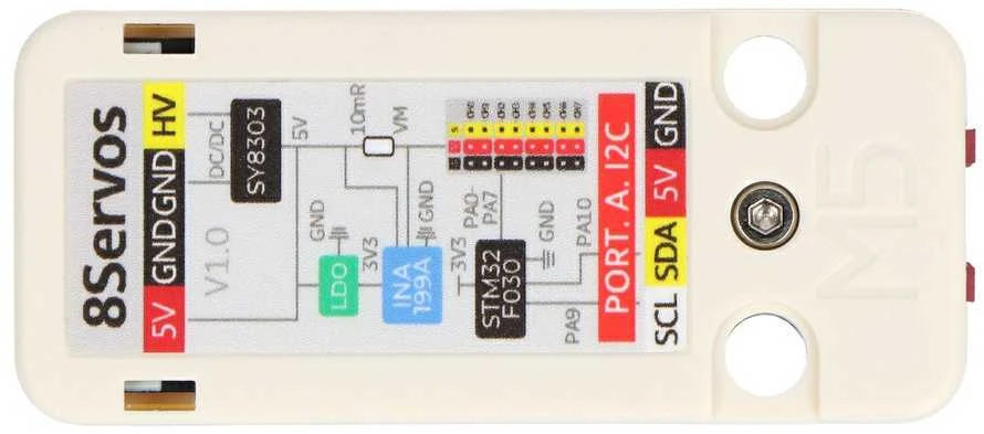 M5Stack 8 kanalų servo valdiklio modulis iš viršaus