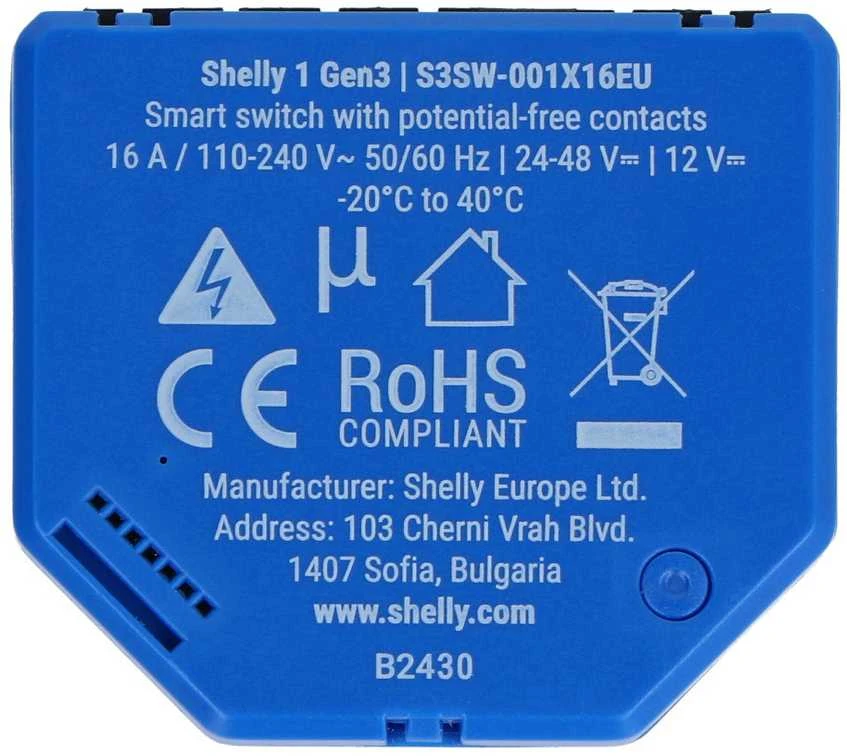 „Shelly 1 Gen3“ su „WiFi“ / „Bluetooth“ (4 vnt.)
