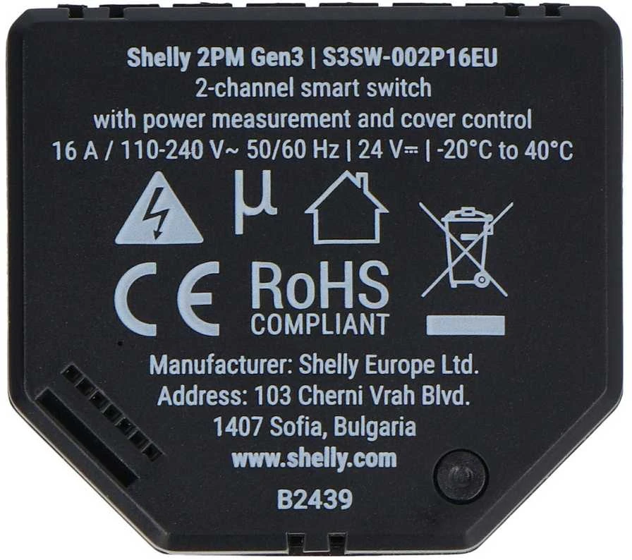 „Shelly 2PM Gen3“ „WiFi“ / „Bluetooth“ (4 vnt.)