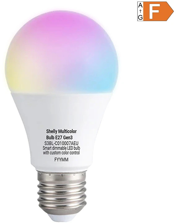 Shelly Multicolor Bulb E27 Gen3 – išmani RGBW Wi-Fi lemputė su Matter