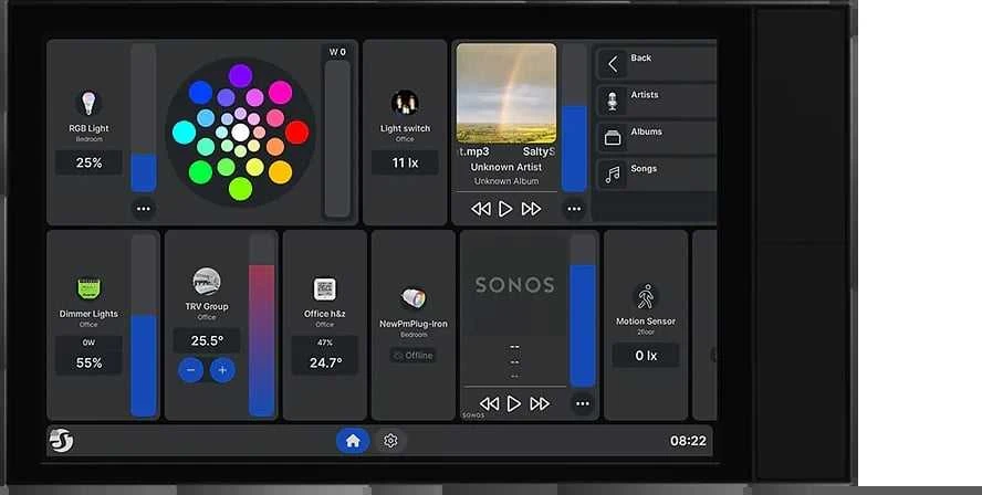 Shelly Ekranas XL Wi-Fi Bluetooth Smart Home Control Panel, Juodas