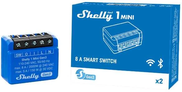 Shelly Group Wi-Fi valdoma išmanioji relė Shelly 1 Mini Gen3 x2