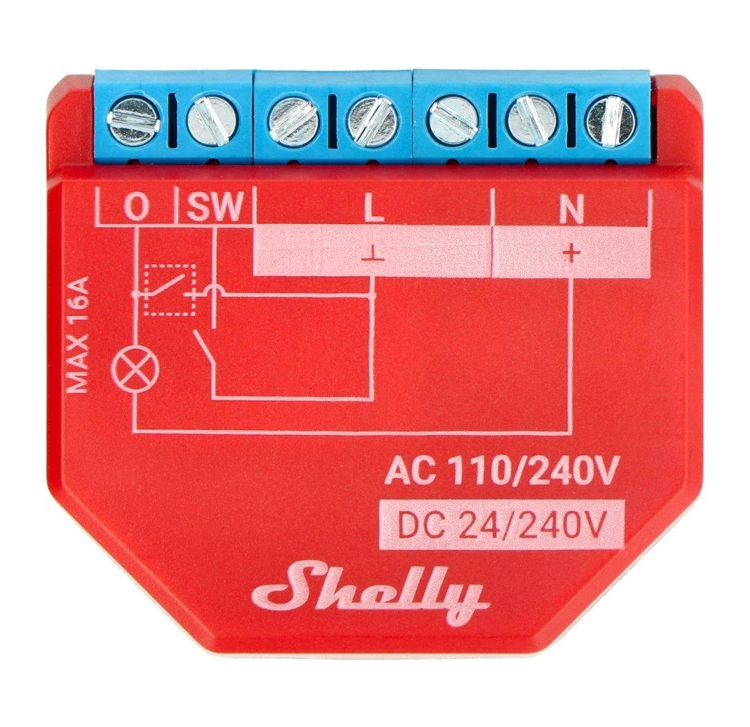 Shelly Plus 1PM WiFi valdomas relės jungiklis, 1 kanalas 16A, su galios matavimu (Bluetooth)