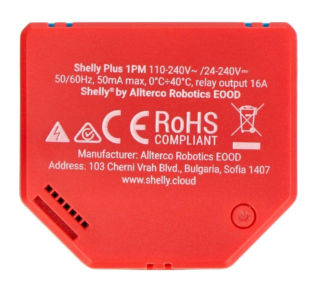 Shelly Plus 1PM WiFi valdomas relės jungiklis, 1 kanalas 16A, su galios matavimu (Bluetooth)