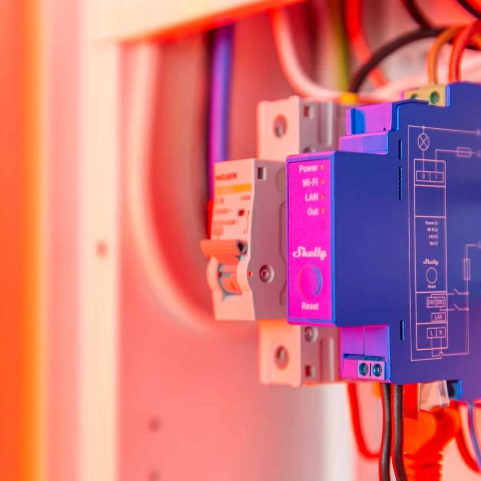 Shelly PRO 1 išmanioji 1 kanalo relė valdoma Wifi LAN ar Bluetooth montuojama ant DIN bėgelio