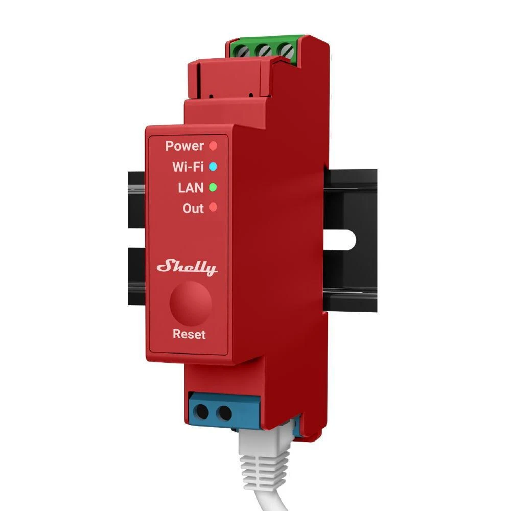 Shelly PRO 1PM išmanioji 1 kanalo relė valdoma Wifi LAN ar Bluetooth montuojama ant DIN bėgelio