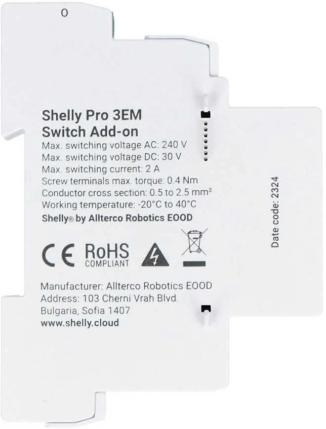 Shelly Pro 3EM Swich Add-On – galvaniškai izoliuotas jungiklis – priedas prie Shelly Pro 3EM