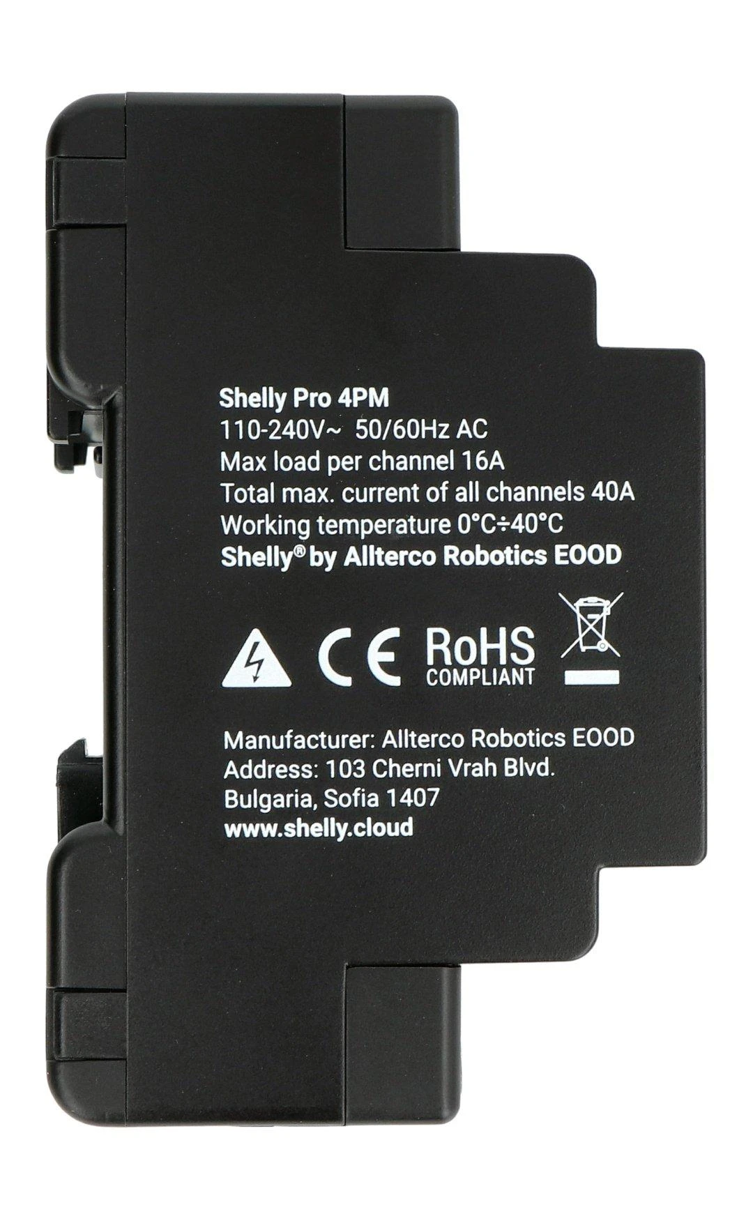 Shelly Pro 4PM 4 kanalų DIN bėgio relė jungiklis su Wi-Fi, LAN ir Bluetooth ryšiu
