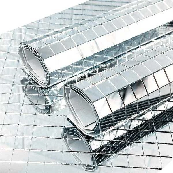 Oem Sidabrinė stiklo mozaika - 15x10cm 1mm didelis stiklas - 3D lipnus mozaikos lipdukas