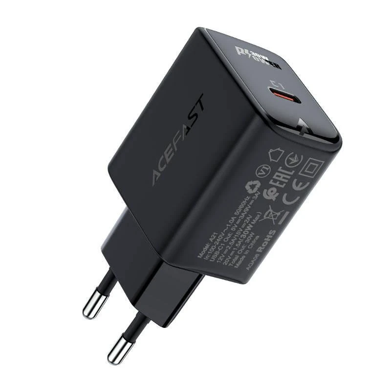 Įkroviklis Acefast A21 30W GaN USB-C juodas