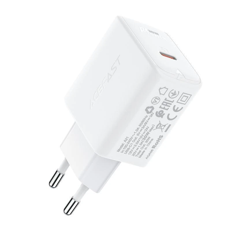Įkroviklis Acefast A21 30W GaN USB-C baltas