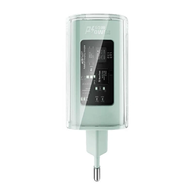 Sieninis įkroviklis Acefast A45, 2x USB-C, 1xUSB-A, 65W PD (žalias)