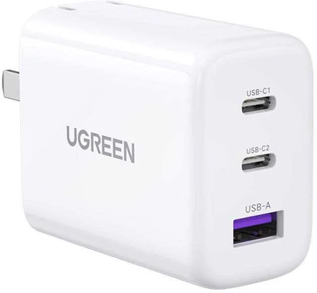 Sieninis įkroviklis UGREEN CD275, 2x USB-C, 1x USB, 65W (balta)