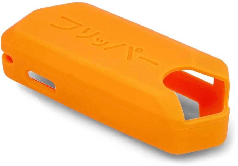Flipper Zero oranžinis dėklas su reljefiniu užrašu