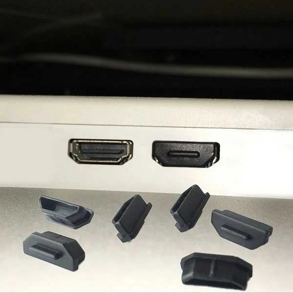 Juodi HDMI silikoniniai dangteliai apsaugai