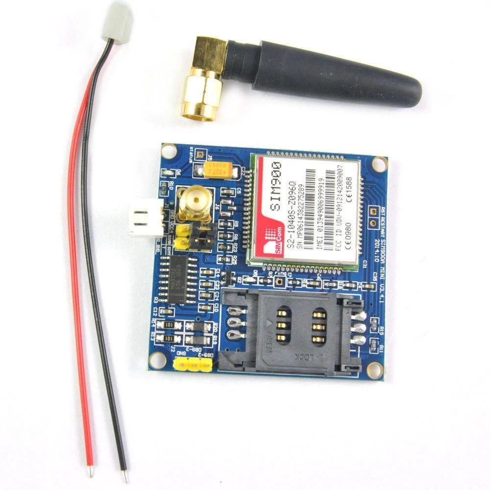 SIM900 GSM modulis su antena ir laidais